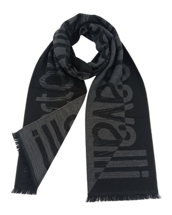 Roberto Cavalli ESZ063 05001 Grey Wool Blend Signature Mens Scarf
