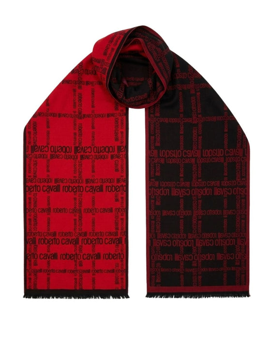 Roberto Cavalli ESZ065 01510 Red Wool Blend Signature Mens Scarf