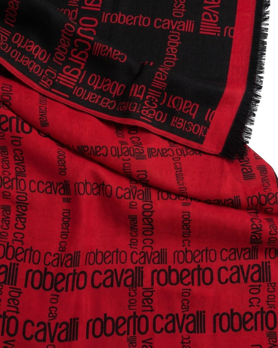 Roberto Cavalli ESZ065 01510 Red Wool Blend Signature Mens Scarf