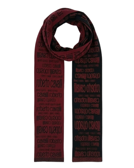 Roberto Cavalli ESZ068 02000 Red Wool Blend Signature Mens Scarf