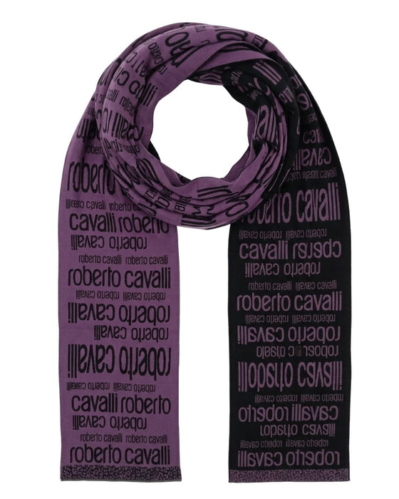 Roberto Cavalli ESZ068 03000 Purple Wool Blend Signature Mens Scarf