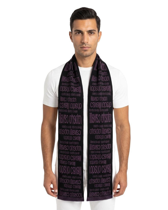 Roberto Cavalli ESZ068 03000 Purple Wool Blend Signature Mens Scarf