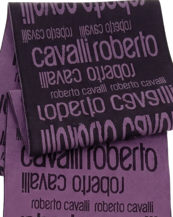 Roberto Cavalli ESZ068 03000 Purple Wool Blend Signature Mens Scarf