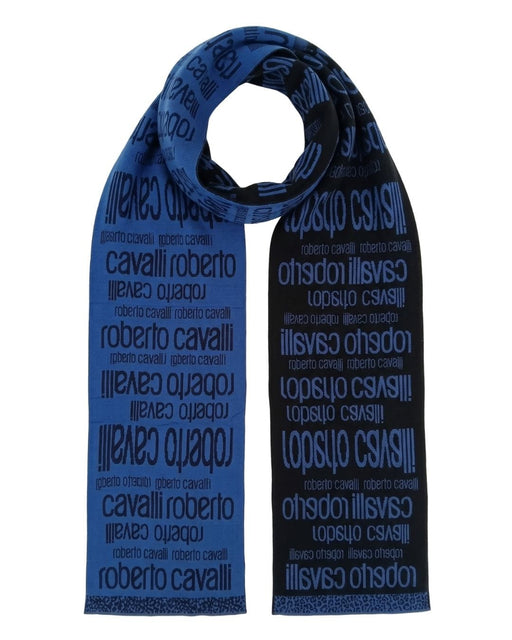Roberto Cavalli ESZ064 LU053 Blue/Black Wool Blend Mens Scarf