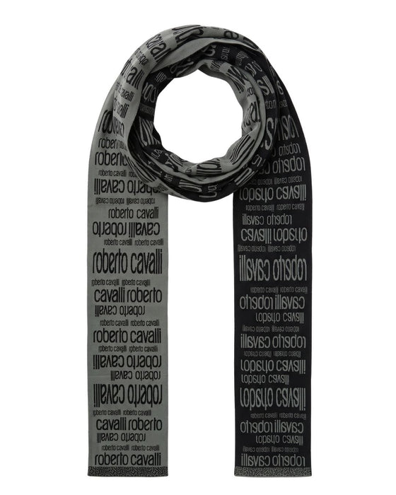 Roberto Cavalli ESZ064 LU053 Grey/Black Wool Blend Mens Scarf