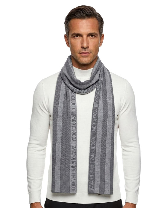 Roberto Cavalli Light Grey Wool Scarf
