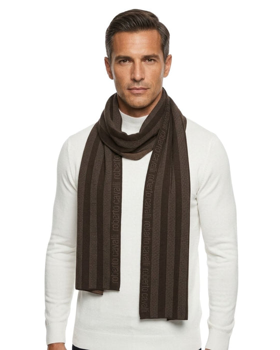 Roberto Cavalli Brown Wool Scarf