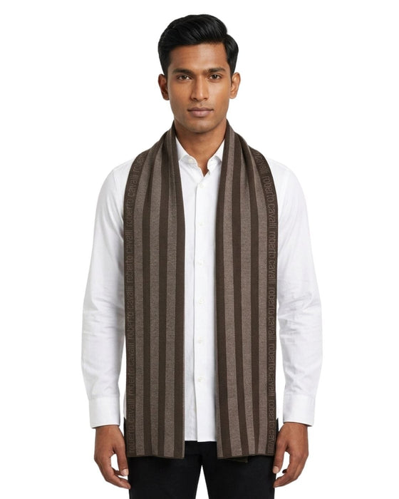 Roberto Cavalli Brown Wool Scarf
