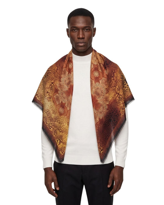Roberto Cavalli Red & Yellow Silk Mens Scarf