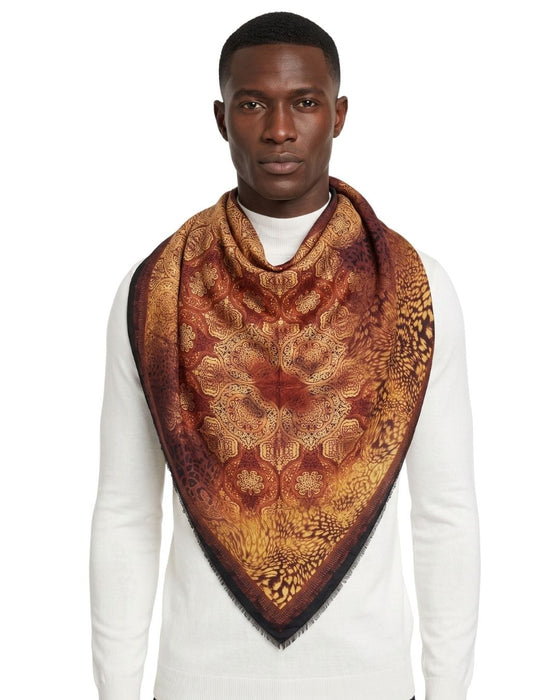 Roberto Cavalli Red & Yellow Silk Mens Scarf