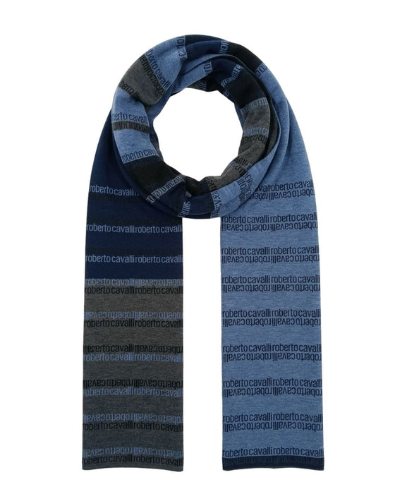 Roberto Cavalli blue Wool Blend Scarf