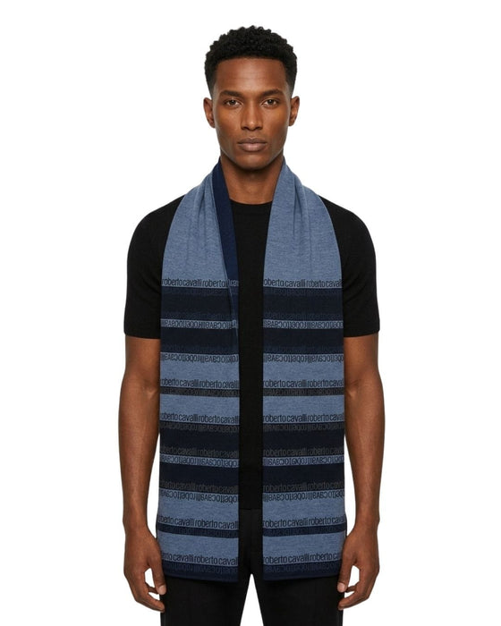 Roberto Cavalli blue Wool Blend Scarf