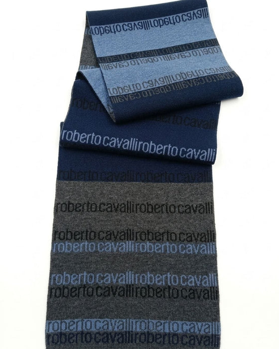 Roberto Cavalli blue Wool Blend Scarf