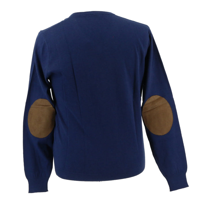 Real Cashmere Dark Blue V-Neck Fine Cashmere Blend Mens Sweater-L