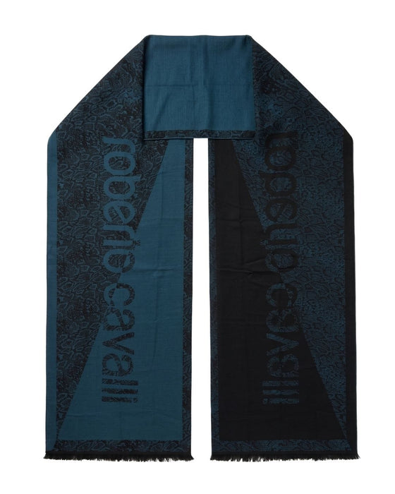 Roberto Cavalli  Turquoise Wool Blend Scarf