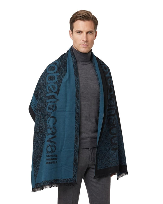 Roberto Cavalli  Turquoise Wool Blend Scarf