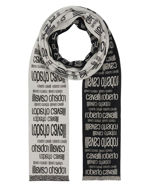 Roberto Cavalli Black & Cream Cheetah Print Mens Wool Scarf