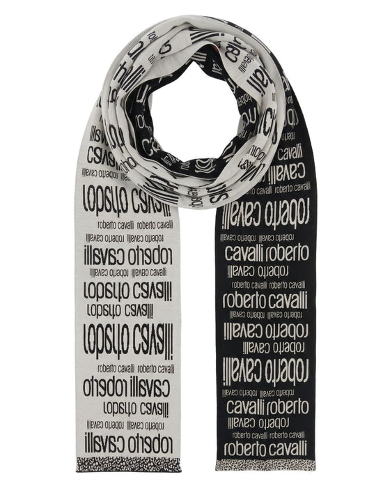 Roberto Cavalli Black & Cream Cheetah Print Mens Wool Scarf