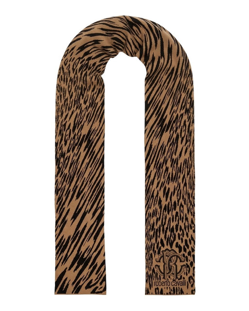 Roberto Cavalli Orange & Black Spotted Tiger stripe Mens Wool Scarf