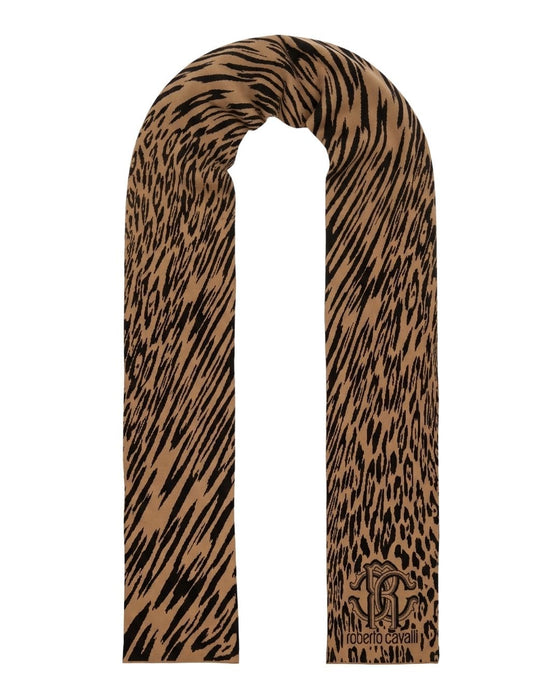 Roberto Cavalli Orange & Black Spotted Tiger stripe Mens Wool Scarf