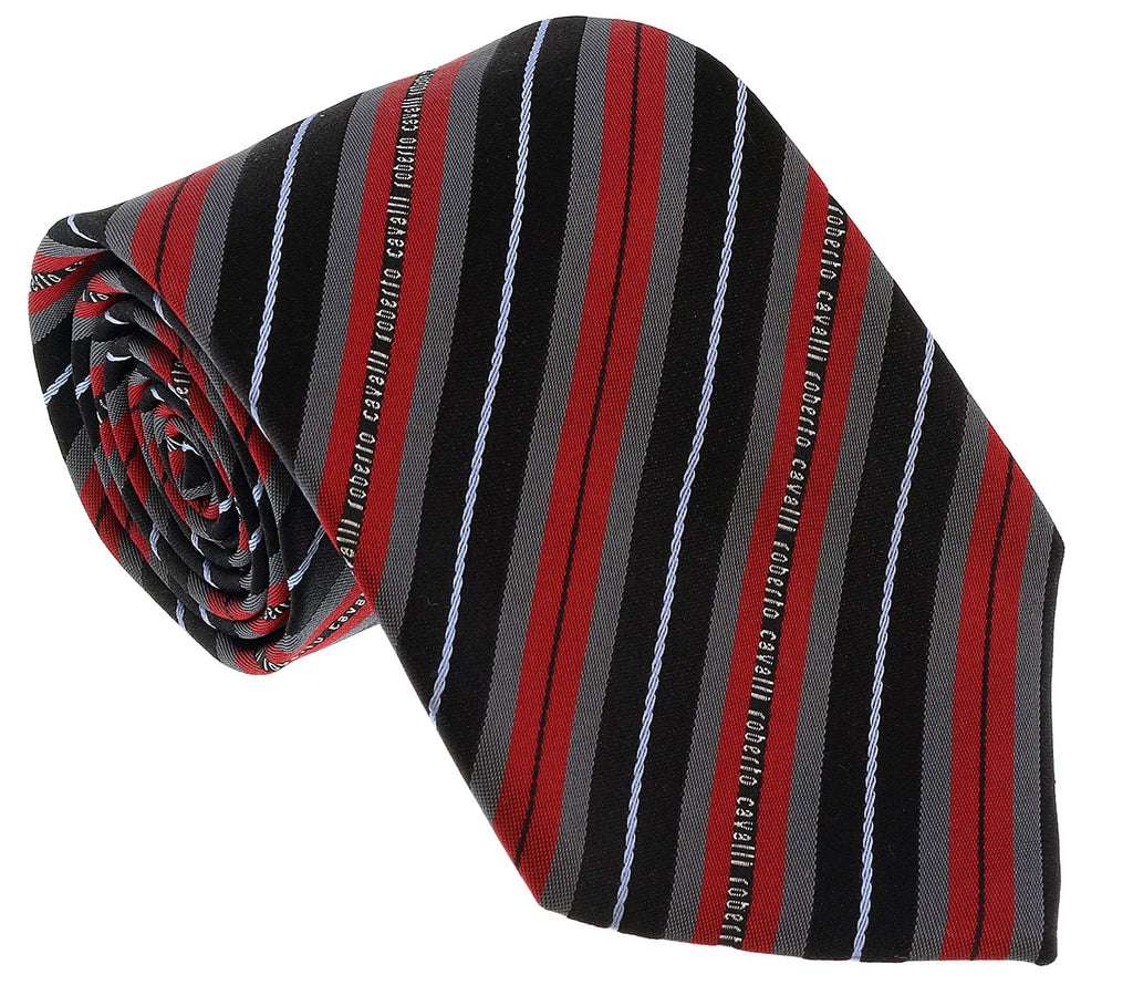 Roberto Cavalli  Red Regimental Stripe Tie