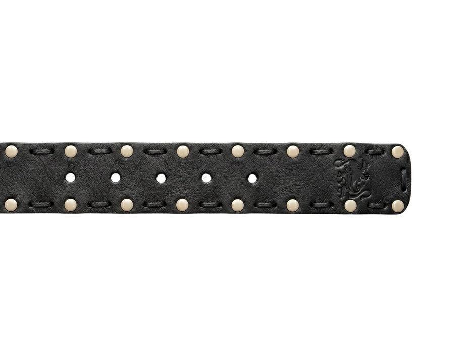 Romeo Gigli Black Silver Leather Adjustable Mens Belt-32