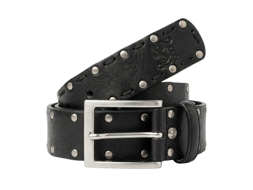 Romeo Gigli Black Silver Leather Adjustable Mens Belt-32