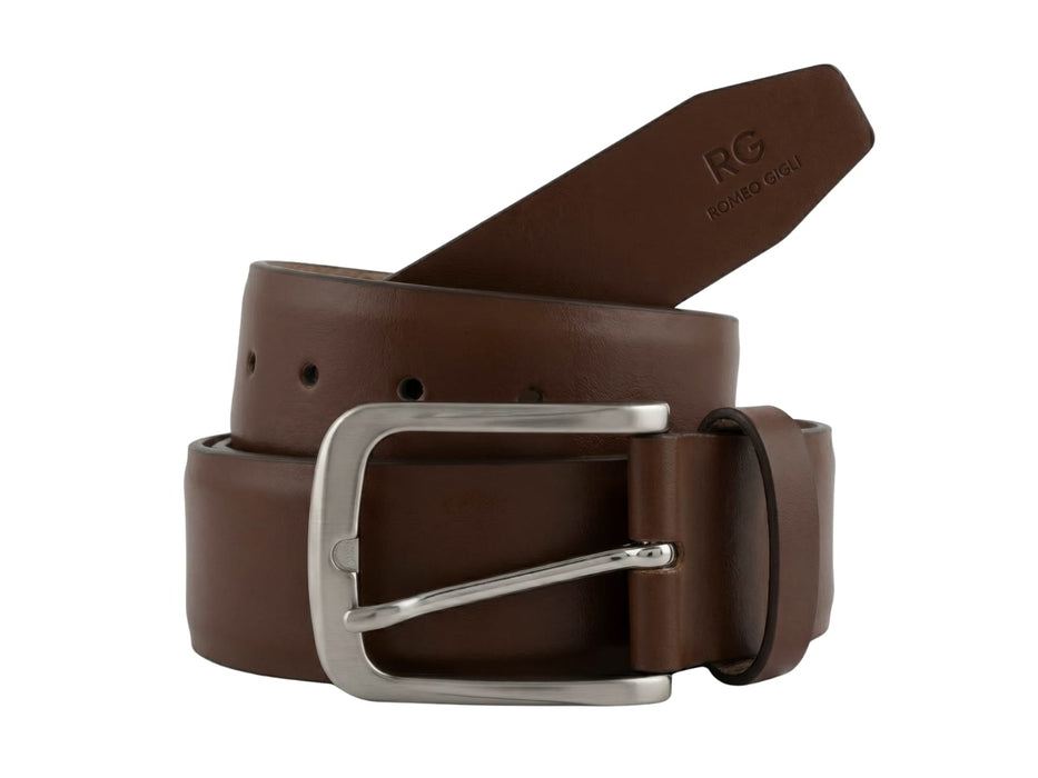 Romeo Gigli Heritage Brown Leather Adjustable Mens Belt-46