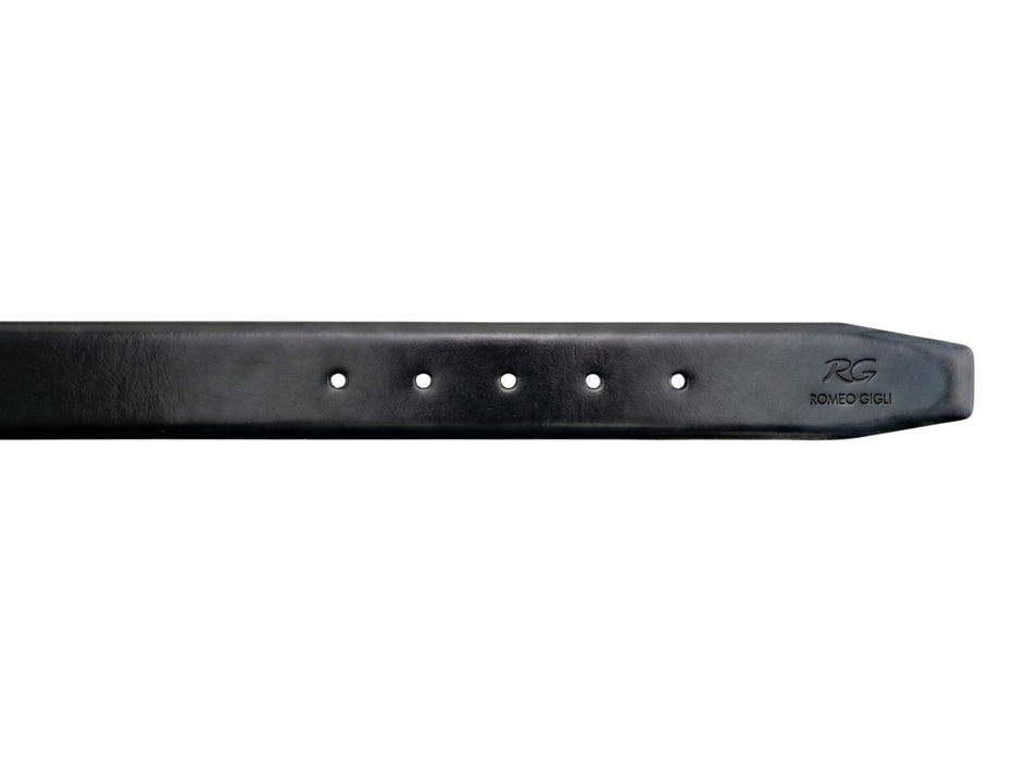 Romeo Gigli Noir Black Leather Adjustable Mens Belt-38