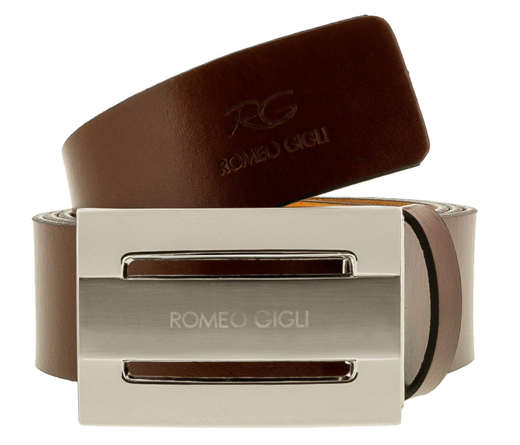Romeo Gigli C974/35S Brown Leather Adjustable Mens Belt