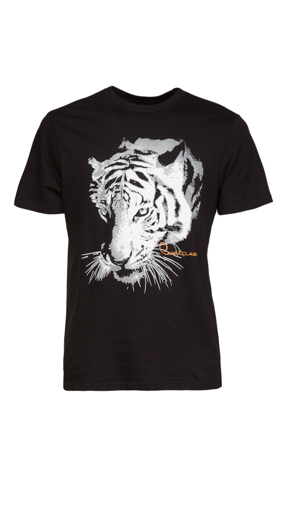 Cavalli Class Black Tiger Head Signature Fashion T-Shirt -