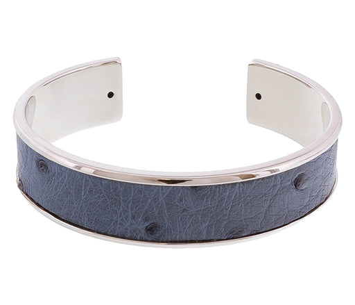 Stamerra MEMAN STRUZZO ADN Denim/Silver Genuine Ostrich Bracelet