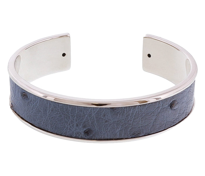 Stamerra MEMAN STRUZZO ADN Denim/Silver Genuine Ostrich Bracelet
