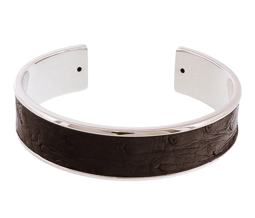 Stamerra MEMAN STRUZZO ANR Black/Silver Genuine Ostrich Bracelet