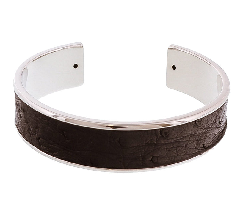 Stamerra MEMAN STRUZZO ANR Black/Silver Genuine Ostrich Bracelet