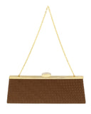 Scheilan  Brown Fabric Weave Clutch/Shoulder Bag