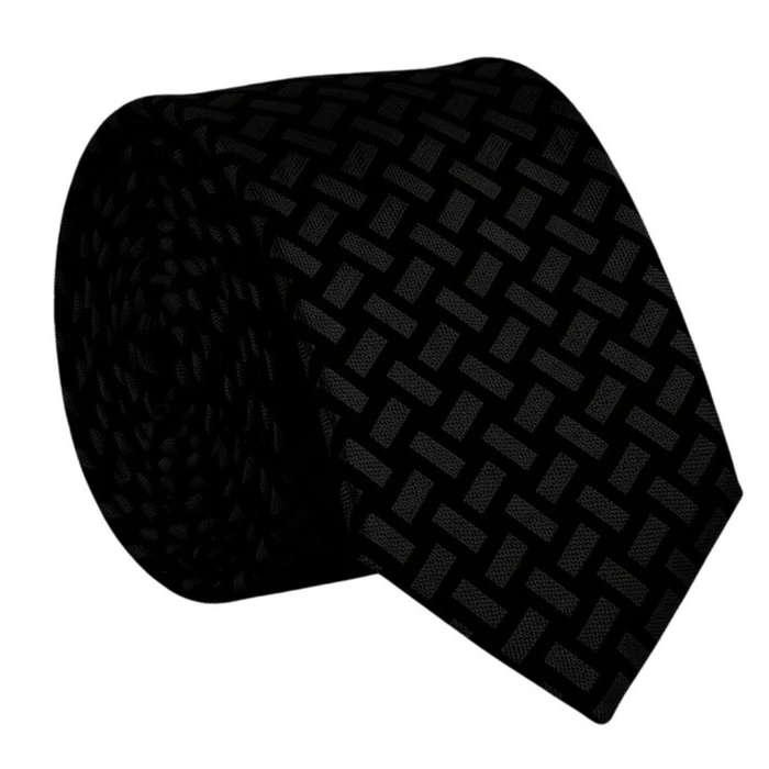 Emporio Armani Silk Blend Black Grey Rectangle 2in Tie – Made in Italy
