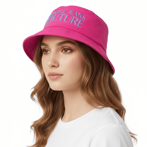 Versace Jeans Couture Pink Logo Bucket Hat – Bold Streetwear Statement Accessory-