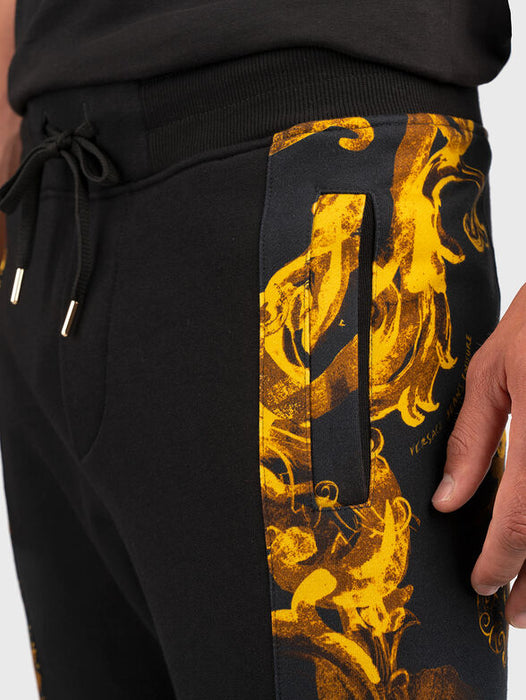 Versace Jeans Couture Black Baroque Panel Joggers –  Gold Accents