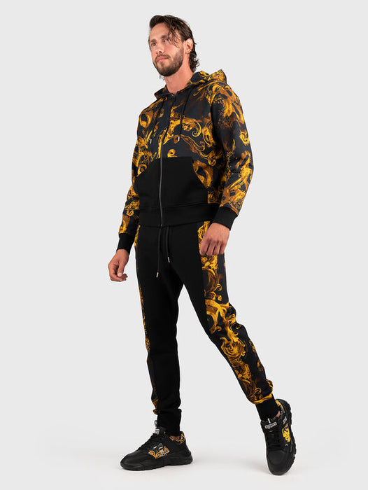 Versace Jeans Couture Black Baroque Panel Joggers –  Gold Accents
