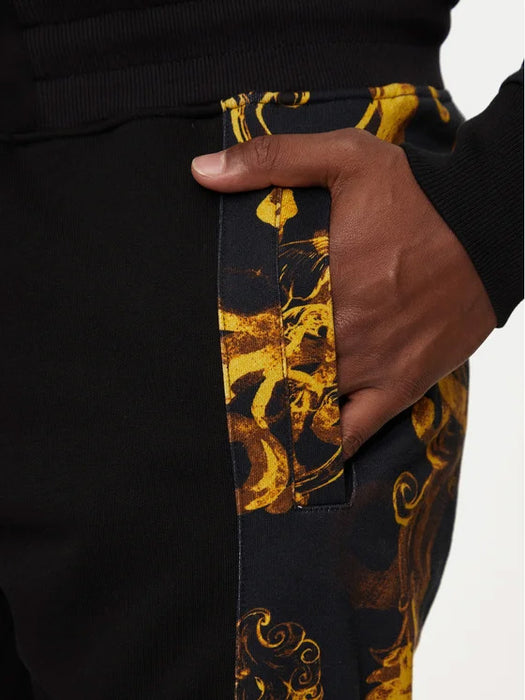 Versace Jeans Couture Black Baroque Panel Joggers –  Gold Accents