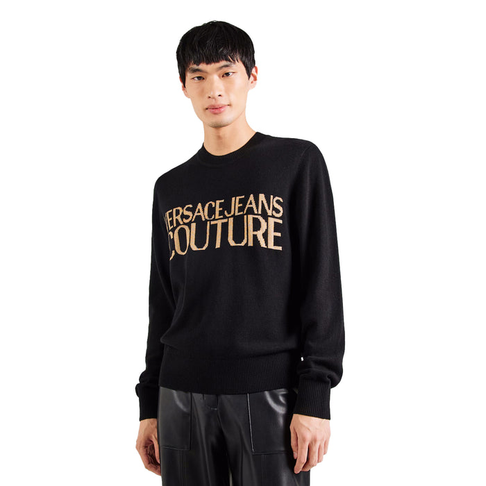 Versace Jeans Couture Black Logo Sweater –  Statement Knitwear-L
