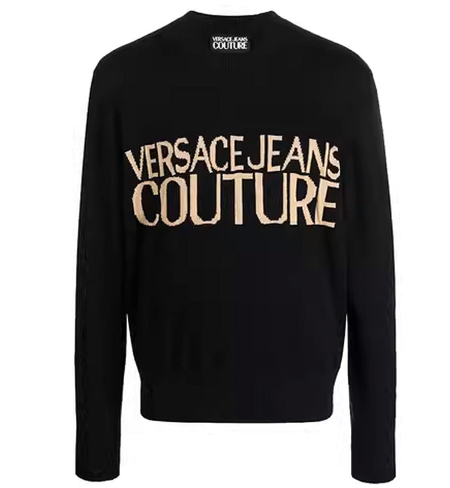 Versace Jeans Couture Black Logo Sweater –  Statement Knitwear
