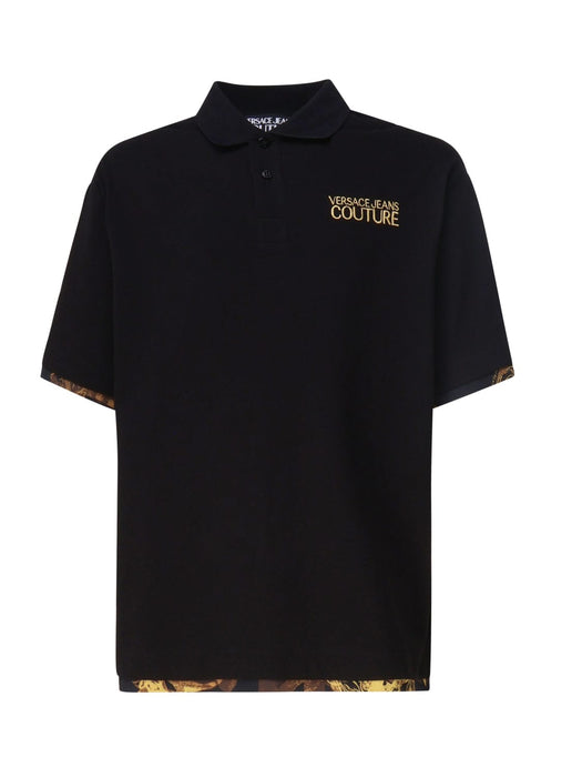 Versace Jeans Couture Black Polo Shirt – Classic Meets Baroque Edge-