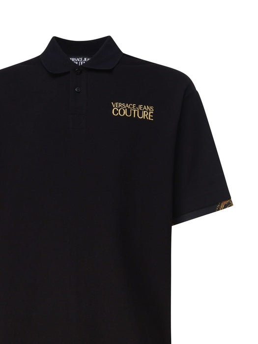 Versace Jeans Couture Black Polo Shirt – Classic Meets Baroque Edge-