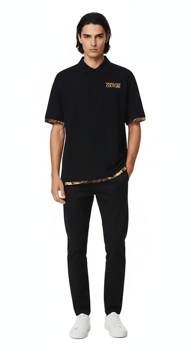 Versace Jeans Couture Black Polo Shirt – Classic Meets Baroque Edge-