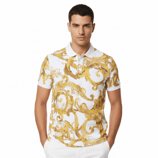 Versace Jeans Couture Men's Baroque Print Polo Shirt – Ornate Elegance-