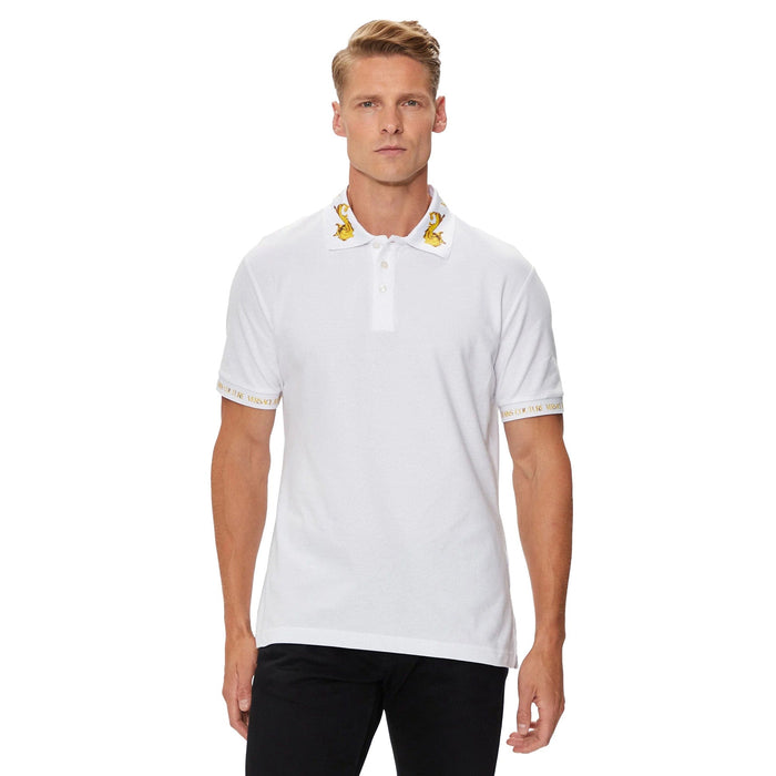 Versace Jeans Couture White Polo Shirt –Classic Fit  Baroque Collar Detail-XXXL