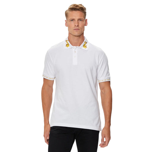 Versace Jeans Couture White Polo Shirt – Classic Fit  Baroque Collar Detail-