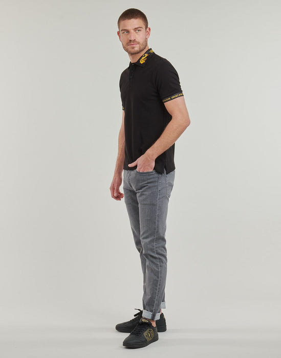 Versace Jeans Couture Black Polo with Baroque Collar – Luxe Details-